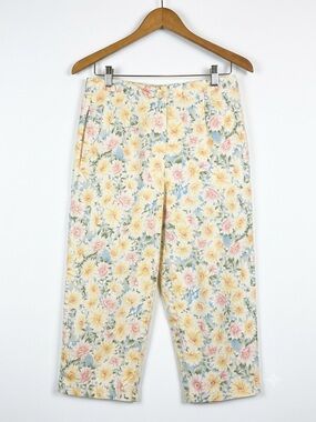 Vintage Cottagecore Floral Crop Pants Pastel Daisy Printed Capris 10P